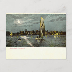1906 Vintag Chicago in der Nacht Postkarte