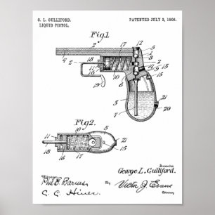 1906 Wasserpistole Patent Kunst Zeichnung Druck Poster