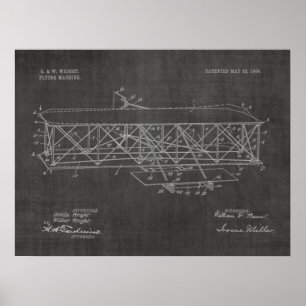 1906 Wright Brothers Flugzeugpatentkunst Zeichnend Poster