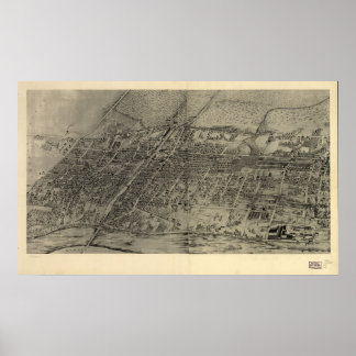 1907 Arlington Kearny, NJ Birds Eye Panorama Karte Poster