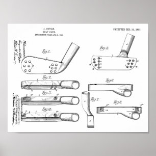 1907 Golf Club Head Patent Art Zeichnend Print Poster