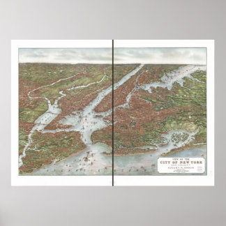1907 New York & Vicinity Birds Eye Panorama Karte Poster