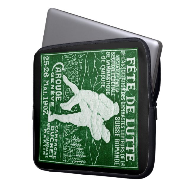 1907 Schweizer Wrestling Laptopschutzhülle (Vorderseite Links)