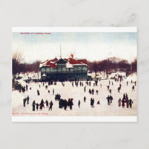 1908 Antikes Schlittschuhlaufen im Lincoln Park, C Postkarte