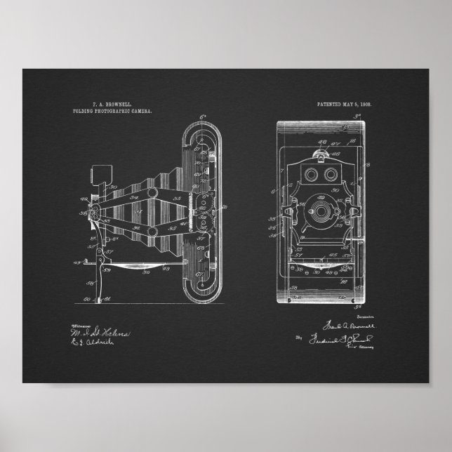 1908 Faltkamera Patent Art Zeichnend Druck Poster (Vorne)