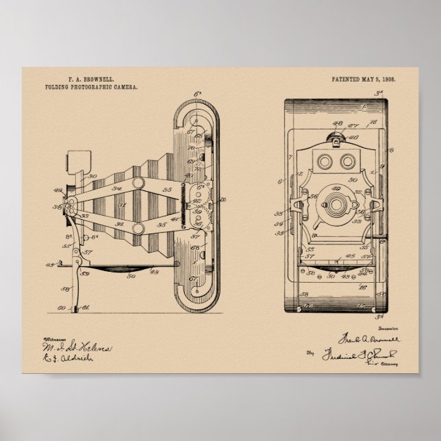 1908 Faltkamera Patent Art Zeichnend Druck Poster (Vorne)