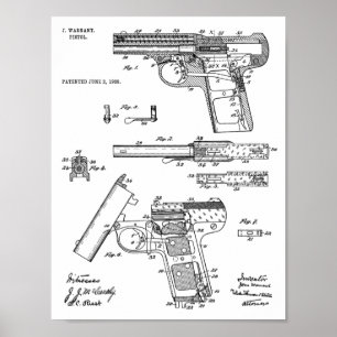1908 Gun Warnant Patent Art Zeichnend Print Poster