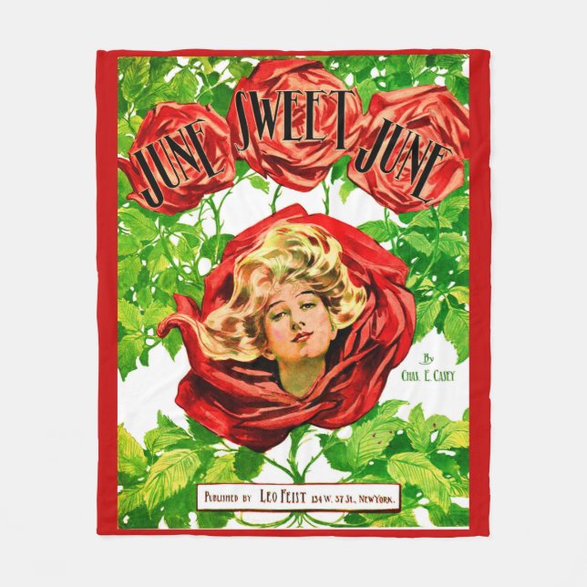 1908 Juni Sweet June Notenblatt drucken Fleecedecke (Vorderseite)