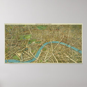 1908 London Vintag Map Poster