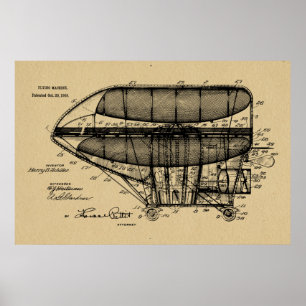1908 Luftschiff-Patent-Zeichnung Kunstprint Poster