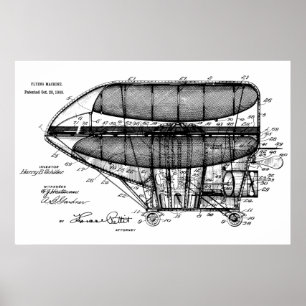 1908 Luftschiff-Patent-Zeichnung Kunstprint Poster