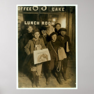 1908 Newsboys verkaufen Zeitungen in New York City Poster