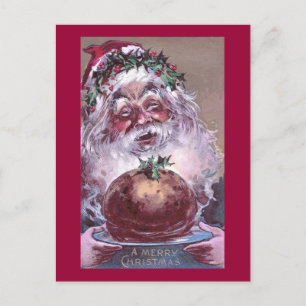 1908 Weihnachtsmann mit Plum Pudding Vintage-Weihn Feiertagspostkarte