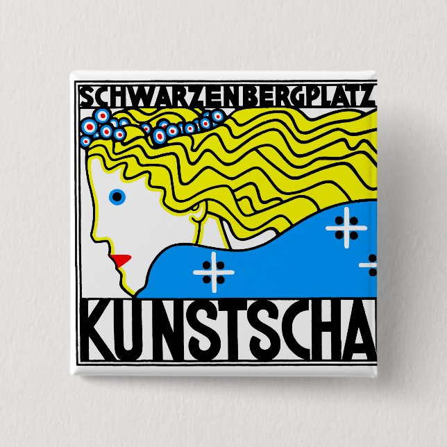 1908 Wiener Jugendstil-Messe Maiden Button (Vorderseite)