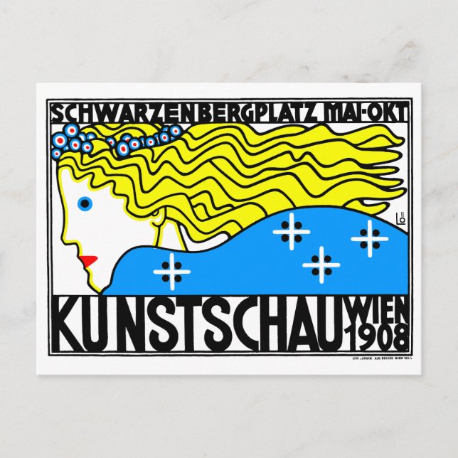 1908 Wiener Jugendstil-Messe Maiden Postkarte (Vorderseite)