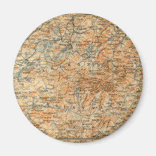 1909 Adirondacks Karte vom Baedeker Reiseführer Magnet