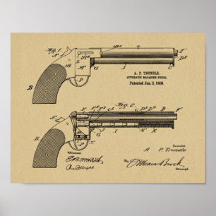 1909 Patentzeichnung für automatische Pistole Poster