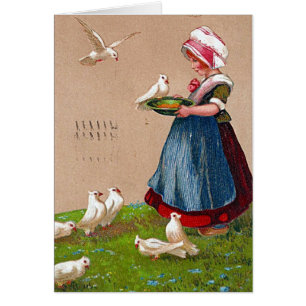 1909 Vintage Fütterung der Vögel