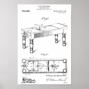1909 Vintage Osteopathische Tabelle Patentschrift Poster