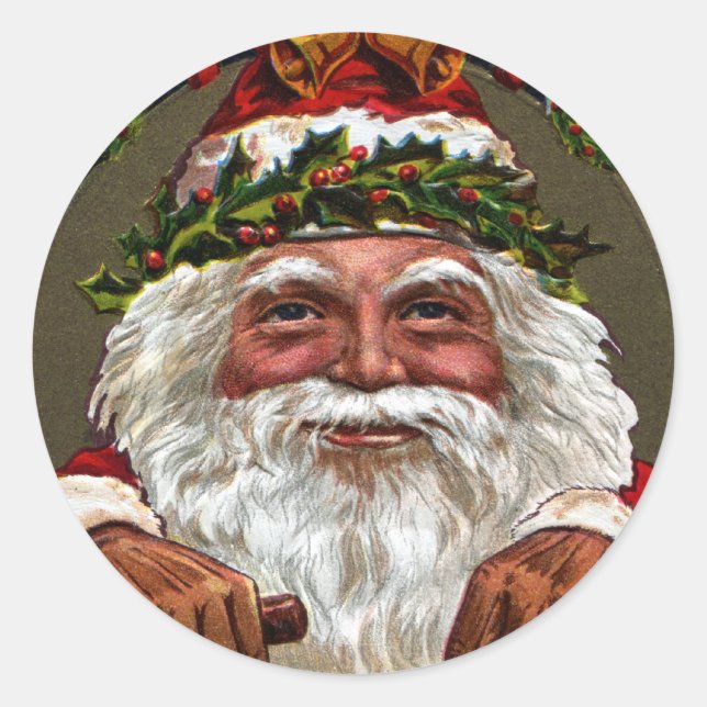 1909 Weihnachtsmann - Dangling-Geschenke Runder Aufkleber (Vorderseite)