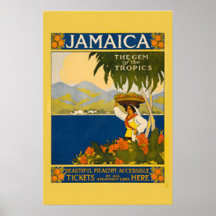 1910 Besuch Jamaika Karibik Vintage Stil Reise Poster