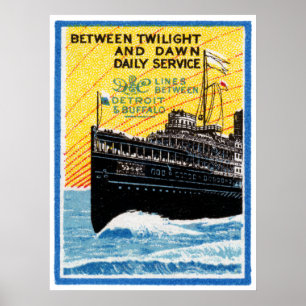 1910 Dampfschiff von Detroit nach Buffalo Poster
