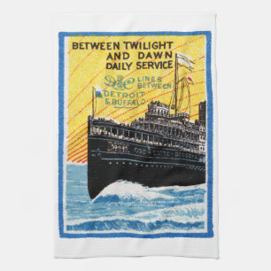 1910 Detroit to Buffalo Steamship Geschirrtuch