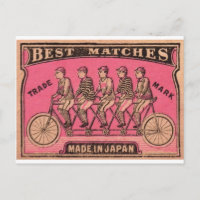 1910 Japanese Tandem Bicycle Matchbox Label