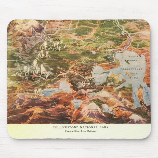 1910 Luftkarte - Yellowstone Nationalpark Mousepad (Vorne)
