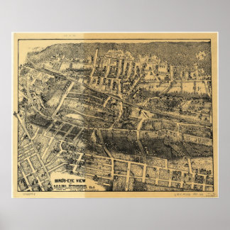 1910 Maplewood, NJ Birds Eye Panoramablick Karte Poster