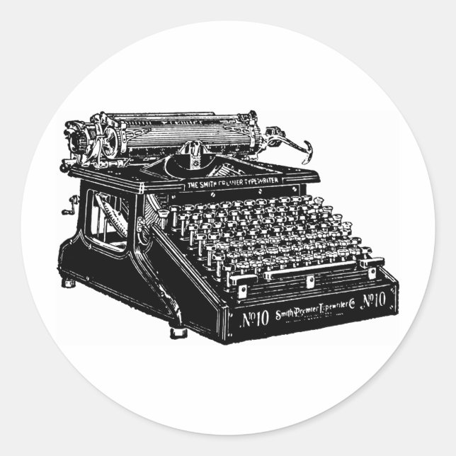 1910 Schreibmaschine Runder Aufkleber (Vorderseite)