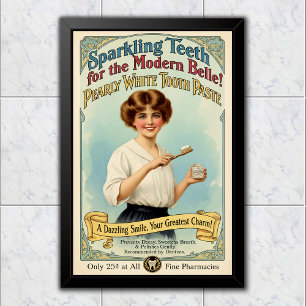 1910 Vintage Pearly White Zahnpasta-Werbung Poster