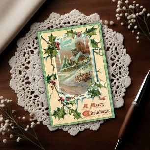 1910 Vintage Weihnachts-Stechpalme Postkarte