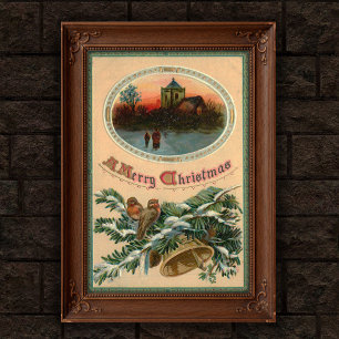 1910 Weihnachten Weihnachten Holly Poster Art