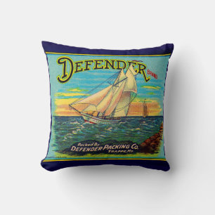 1910er Defender Marke Packing Segelbootlabel Kissen