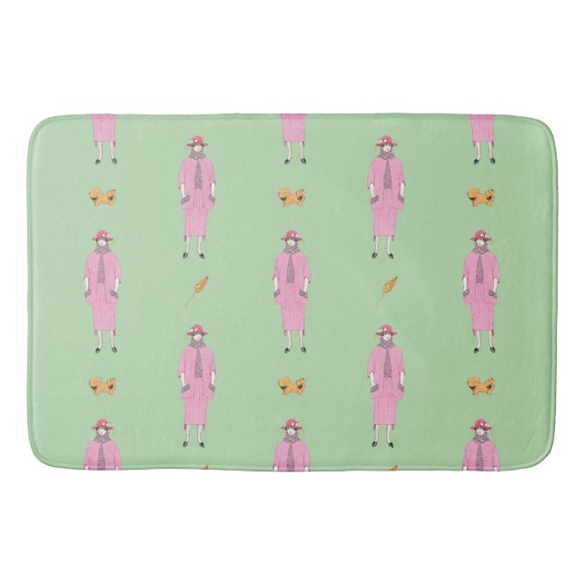 1910er Fashion Illustration Lady & Pekingese Dog Badematte (Vorderseite)