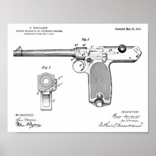 1911 Automatische Waffenpatent-Kunstzeichnungsdruc Poster