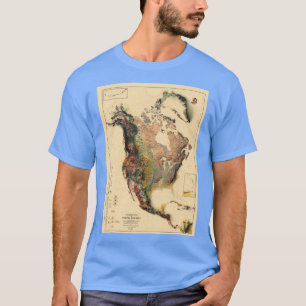 1911 North America Relief Map 3D digital dargestel T-Shirt