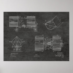 1911 Patent für Flugmaschine Zeichnend Druck Poster