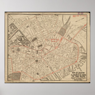 1911 Stadtplan von Boston Downtown Vintage Poster