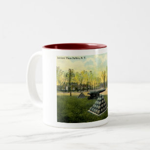 1911 Vintag Soldaten-Platz, Buffalo, NY Zweifarbige Tasse
