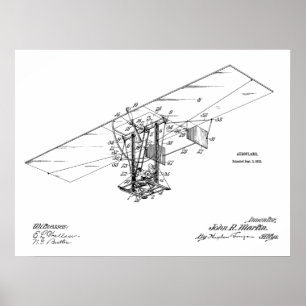 1912 Flugmaschinen-Flugzeug-Patentkunstzeichnung Poster