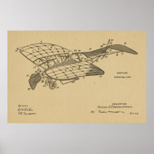 1912 Flugzeug Patent Kunst Zeichnung Druck Poster