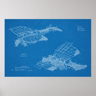 1912 Flugzeug Patent Kunst Zeichnung Druck Poster