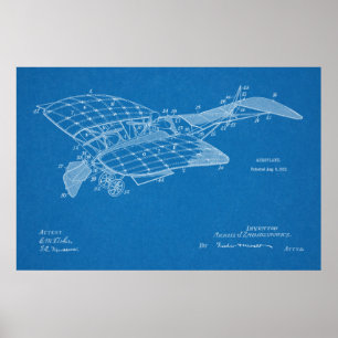 1912 Flugzeugpatentkunst Zeichnend Druck Poster