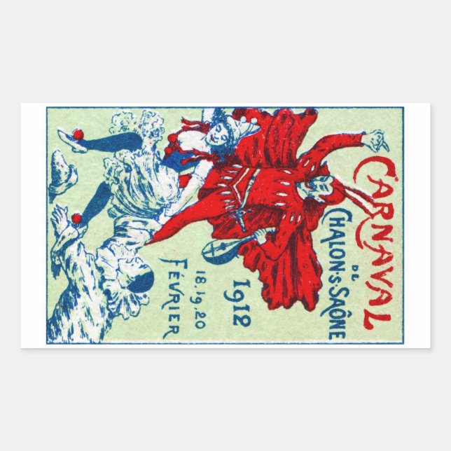 1912 Französischer Karnaval Rechteckiger Aufkleber (Vorderseite)