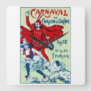 1912 Französischer Karneval Quadratische Wanduhr