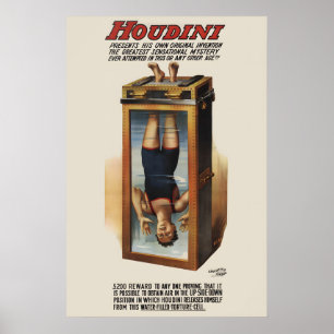1912 Houdini Chinesische Wasserfolter im Vintage-S Poster