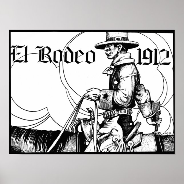 1912 Rodeo Cowboy Country Western Art Poster (Vorne)
