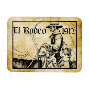 1912 Rodeo Cowboy Country Western Kunst Magnet